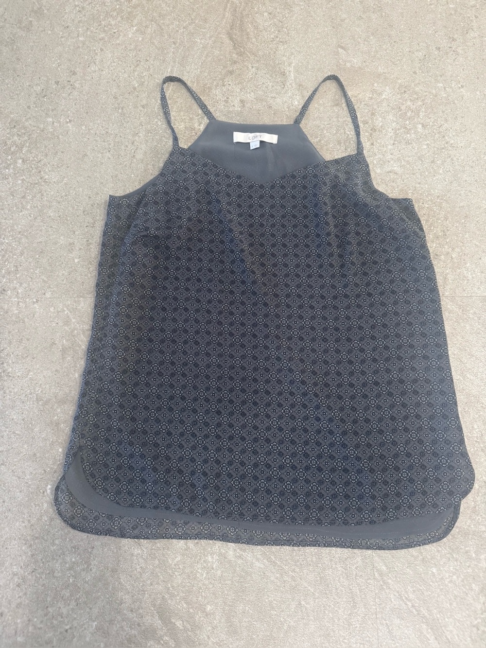 LOFT Grey Geometric High Neck Camisole Tank Top Small